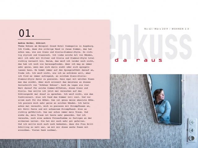 Cover der Ausgabe Wohnen 2.0, Hotelzimmer mit Spiegel, erster Text