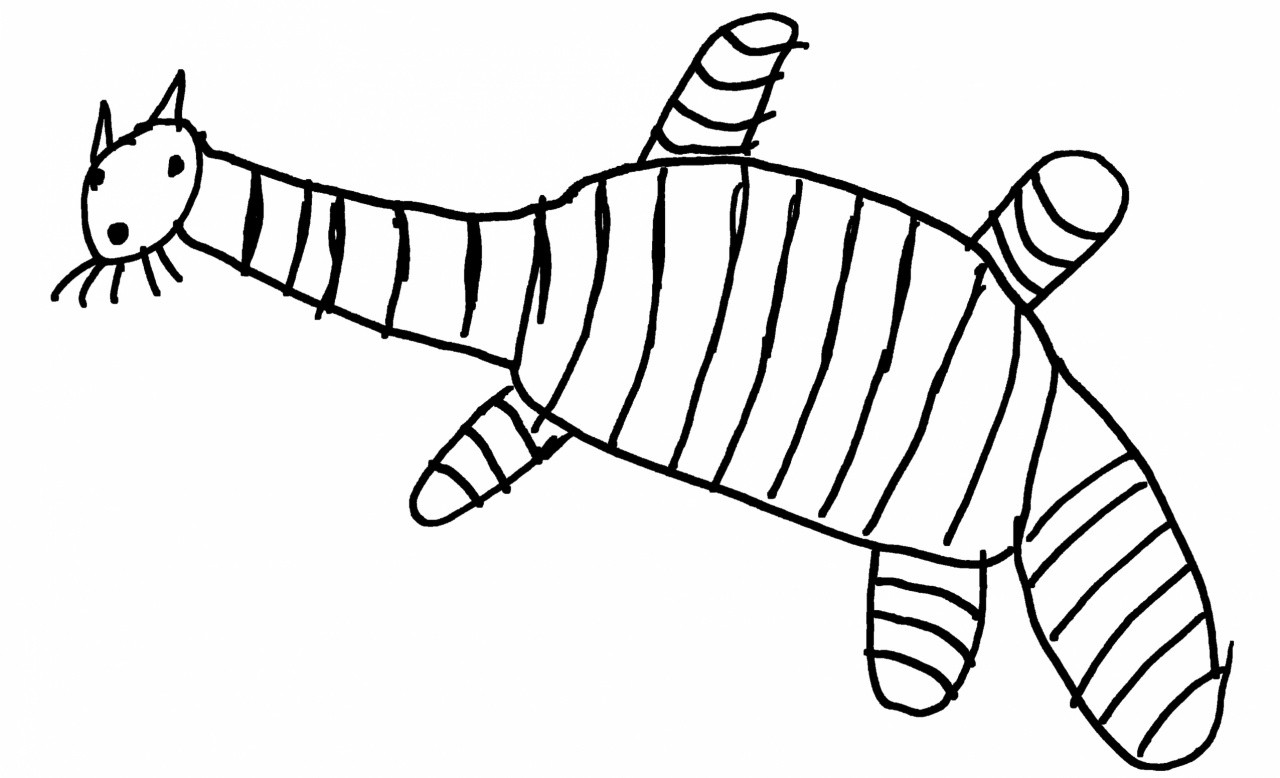 Zeichnung mit einem schwarzem Streifentier