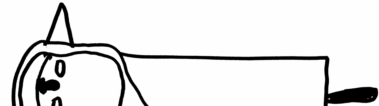 Eine schwarz-weiß-Zeichnung einer Katze von der Seite.