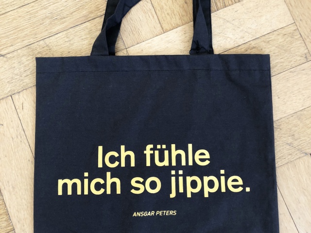 Baumwolltasche mit Zitat: Ich fühle mich so jippie.